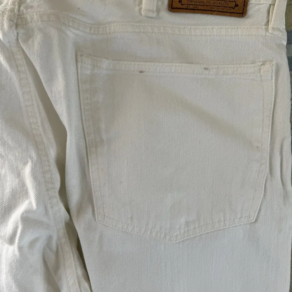 Polo Ralph Lauren Varick Slim Straight Casual Denim White Jeans Mens Size 40x32 - Picture 9 of 16